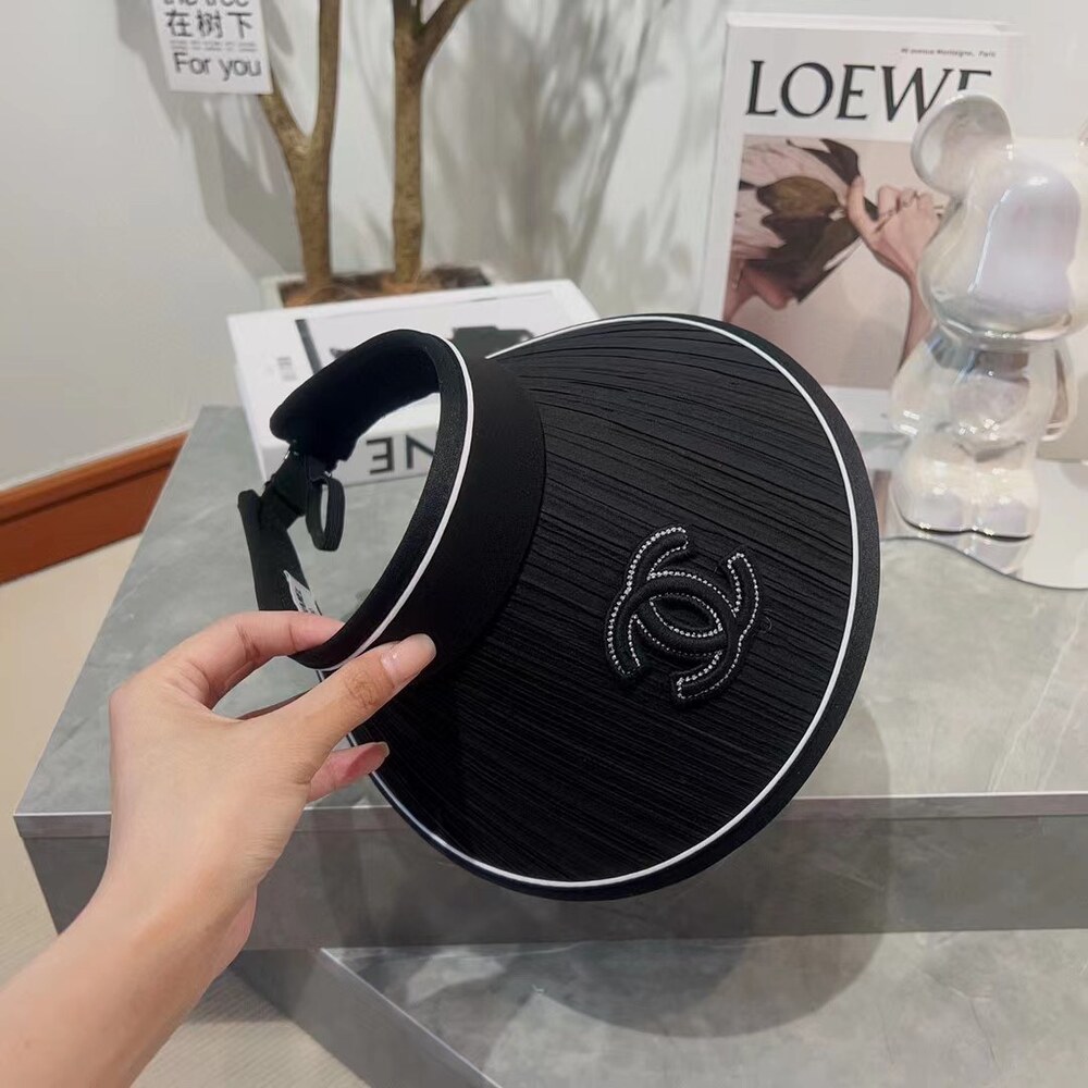 Chanel Crystal CC Pleated Sun Visor in Black - Picture 5 of 7